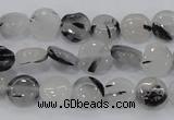 CRU79 15.5 inches 10mm flat round black rutilated quartz beads