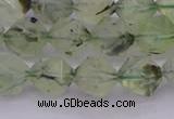 CRU792 15.5 inches 8mm faceted nuggets green rutilated quartz beads