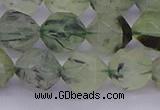 CRU793 15.5 inches 10mm faceted nuggets green rutilated quartz beads