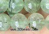 CRU814 15.5 inches 12mm round green rutilated quartz beads