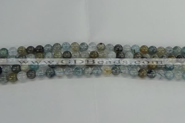 CRU852 15.5 inches 8mm round blue rutilated quartz beads