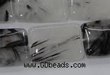 CRU86 15.5 inches 18*25mm rectangle black rutilated quartz beads