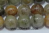 CRU904 15.5 inches 12mm round green rutilated quartz beads wholesale