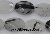 CRU91 15.5 inches 15*20mm faceted oval black rutilated quartz beads