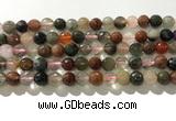 CRU912 15.5 inches 8mm faceted round mixed rutilated quartz beads