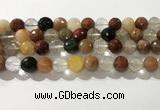 CRU914 15.5 inches 11mm faceted round mixed rutilated quartz beads