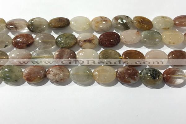 CRU922 15.5 inches 12*16mm oval mixed rutilated quartz beads wholesale