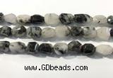 CRU940 12*18mm - 18*25mm faceted nuggets black rutilated quartz beads