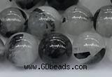 CRU955 15.5 inches 8mm round black rutilated quartz beads