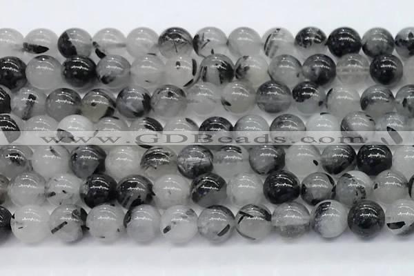 CRU956 15.5 inches 10mm round black rutilated quartz beads