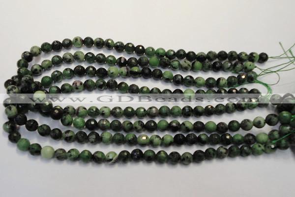 CRZ106 15.5 inches 8mm faceted round ruby zoisite gemstone beads