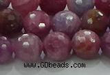 CRZ1125 15.5 inches 9mm faceted round natural ruby gemstone beads