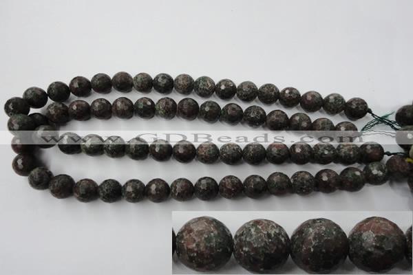 CRZ204 15.5 inches 12mm faceted round ruby zoisite gemstone beads