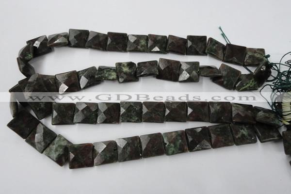 CRZ235 15.5 inches 15*15mm faceted square ruby zoisite gemstone beads