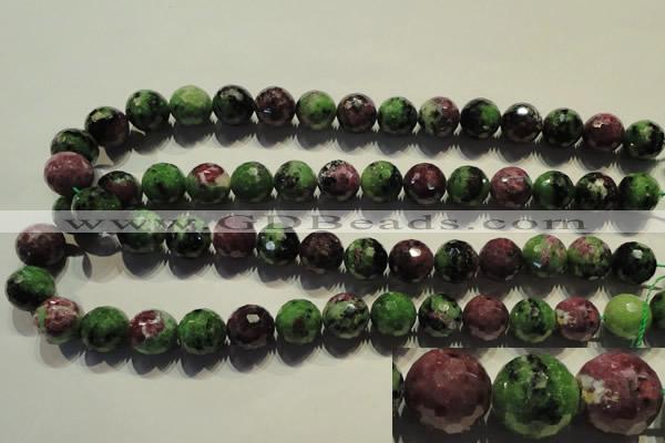 CRZ358 15.5 inches 14mm faceted round natural ruby zoisite beads