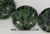 CRZ476 15.5 inches 26mm flat round ruby zoisite gemstone beads