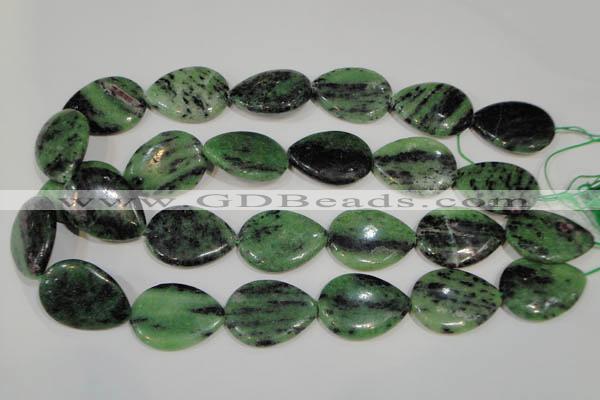 CRZ490 15.5 inches 22*30mm flat teardrop ruby zoisite gemstone beads