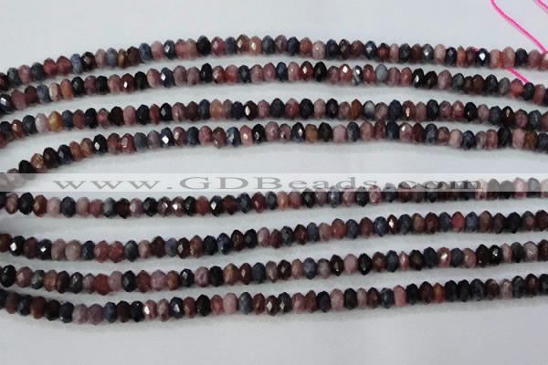 CRZ521 15.5 inches 3*4mm faceted rondelle natural ruby sapphire beads