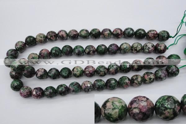 CRZ552 15.5 inches 13mm faceted round Chinese ruby zoisite beads