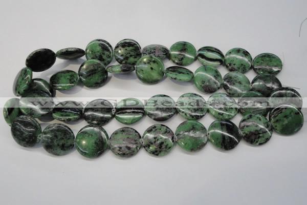 CRZ57 15.5 inches 22mm flat round ruby zoisite gemstone beads