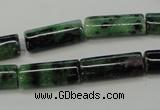 CRZ71 15.5 inches 8*20mm flat tube ruby zoisite gemstone beads