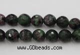 CRZ740 15.5 inches 9mm faceted round ruby zoisite gemstone beads