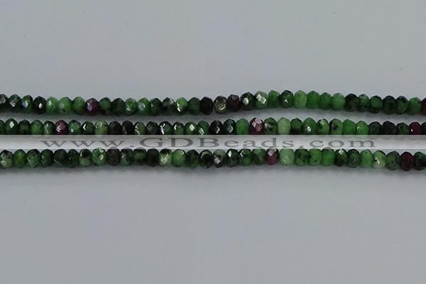 CRZ752 15.5 inches 3*5mm faceted rondelle ruby zoisite beads