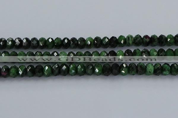 CRZ755 15.5 inches 6*10mm faceted rondelle ruby zoisite beads