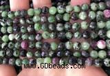 CRZ781 15.5 inches 6mm faceted round ruby zoisite beads wholesale