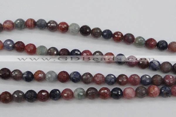 CRZ882 15.5 inches 8mm faceted round natural ruby sapphire beads