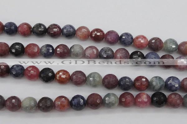 CRZ883 15.5 inches 10mm faceted round natural ruby sapphire beads