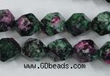 CRZ904 15.5 inches 12mm faceted nuggets Chinese ruby zoisite beads