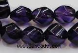 CSA11 15.5 inches 12*15mm twisted rice synthetic amethyst beads