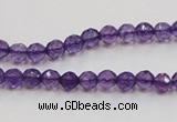 CSA12 15.5 inches 4mm faceted round synthetic amethyst beads