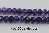 CSA20 15.5 inches 6*8mm faceted rondelle synthetic amethyst beads