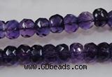 CSA21 15.5 inches 6*10mm faceted rondelle synthetic amethyst beads