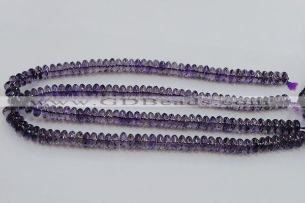 CSA23 15.5 inches 5*10mm faceted rondelle synthetic amethyst beads