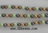 CSB1001 15.5 inches 4mm round mixed color shell pearl beads