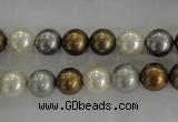 CSB1032 15.5 inches 8mm round mixed color shell pearl beads