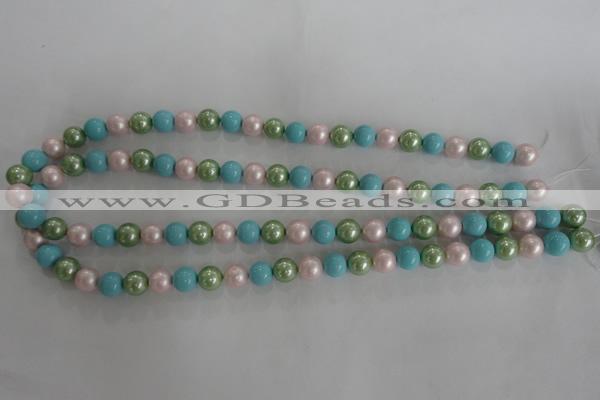 CSB1034 15.5 inches 8mm round mixed color shell pearl beads