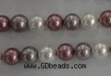 CSB1036 15.5 inches 8mm round mixed color shell pearl beads