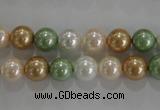 CSB1043 15.5 inches 8mm round mixed color shell pearl beads