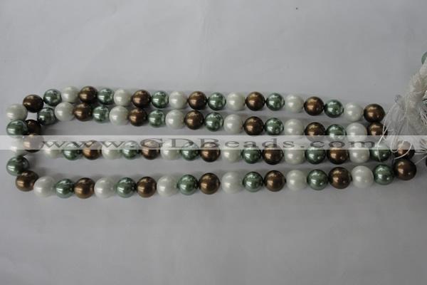 CSB1055 15.5 inches 10mm round mixed color shell pearl beads