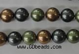 CSB1057 15.5 inches 10mm round mixed color shell pearl beads