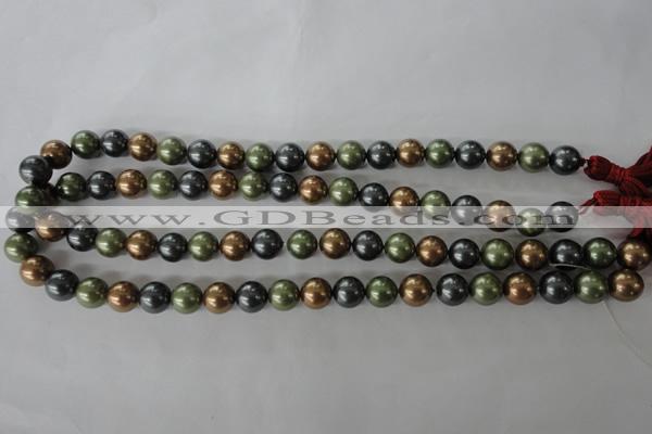 CSB1057 15.5 inches 10mm round mixed color shell pearl beads