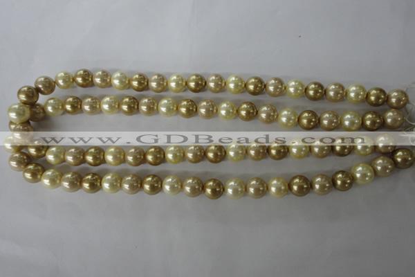 CSB1069 15.5 inches 10mm round mixed color shell pearl beads