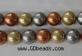 CSB1074 15.5 inches 10mm round mixed color shell pearl beads