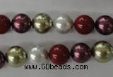 CSB1075 15.5 inches 10mm round mixed color shell pearl beads