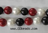 CSB1077 15.5 inches 10mm round mixed color shell pearl beads