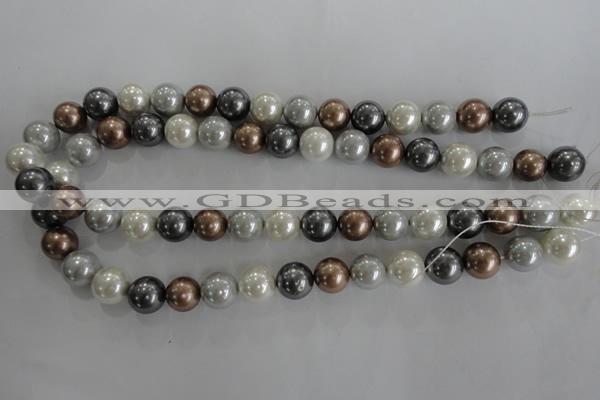 CSB1084 15.5 inches 12mm round mixed color shell pearl beads